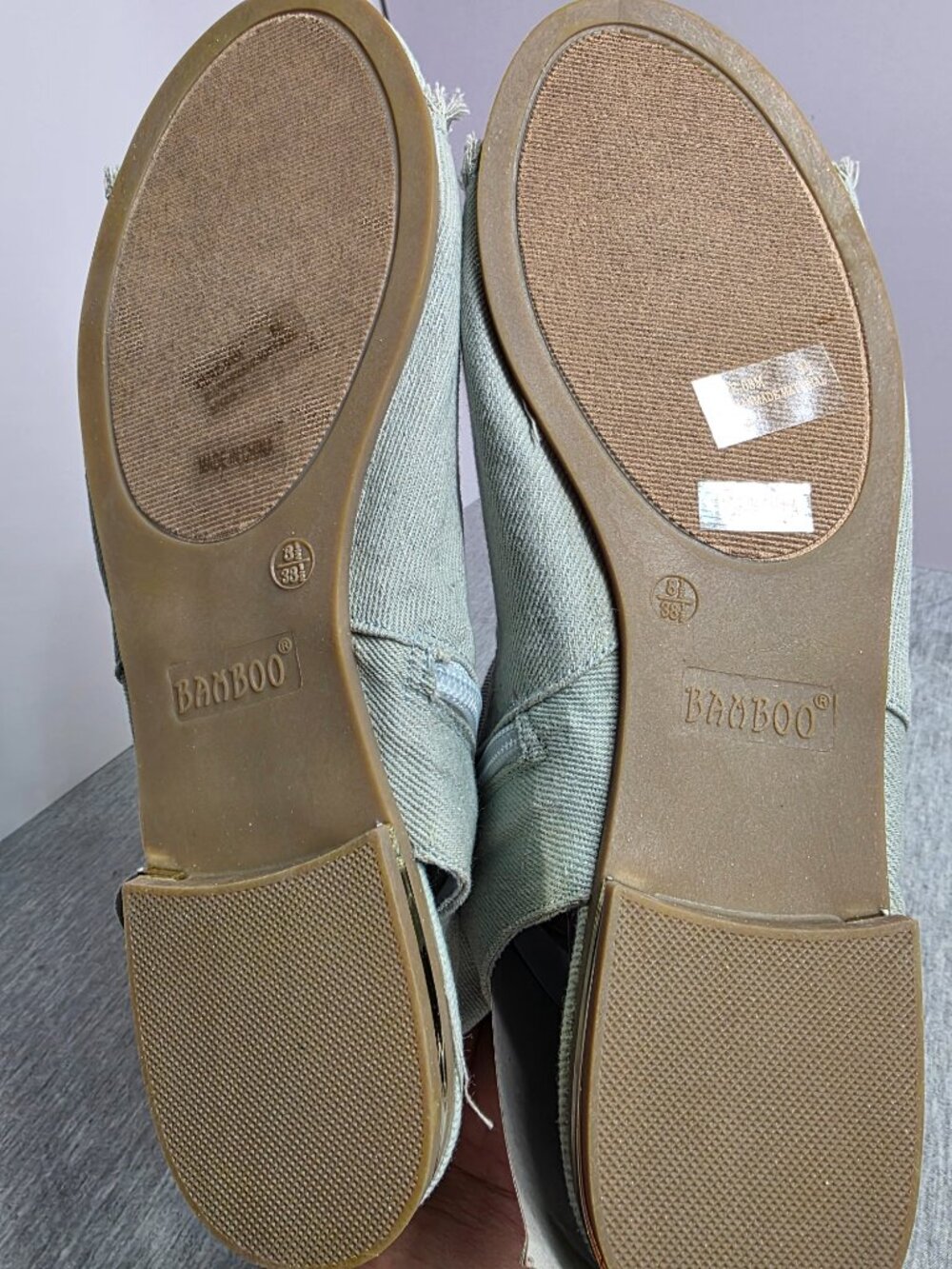 Bamboo Womens Denim Distressed Open Toe Sandal / Booties Size 8.5 NWOT Zip Up - Picture 6 of 7